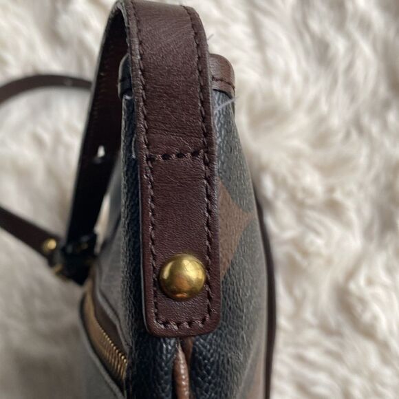 Brahmin Crossbody Bag Brown Black Barcelona Polka Dot Pattern - Picture 7 of 9